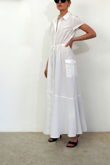 Maxi shirt dress with pockets sale
