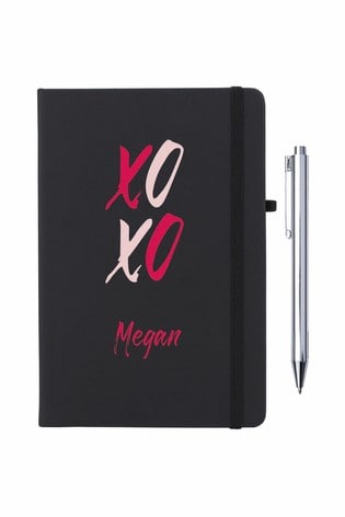 Personalised Hugs & Kises Notebook with Pen by Ice London