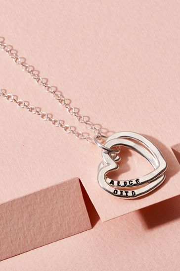 Personalised Interlinking Hearts Necklace by Posh Totty
