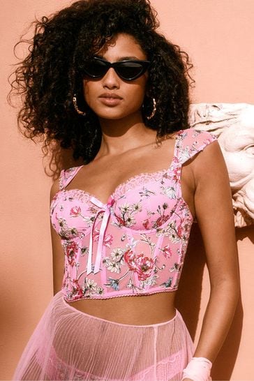 Buy Victoria's Secret Lilac Chiffon Pink Embroidered Corset Bra Top from  Next Luxembourg