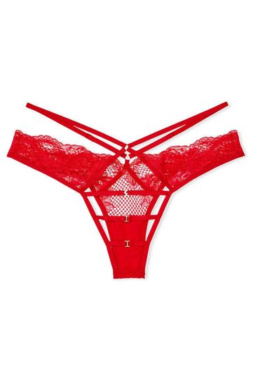 Buy Victoria's Secret Lipstick Red Fishnet Floral Open Back Brazilian  Knickers from Next Luxembourg