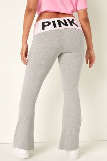 Buy Victoria's Secret PINK Heather Charcoal Cotton Foldover Flare Leggings  from Next Latvia