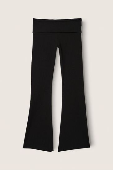 Buy Victoria's Secret PINK Pure Black Basic Cotton Foldover Flare Leggings  from Next Norway