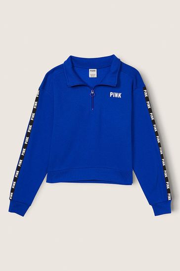 Buy Victoria s Secret PINK Blue Oar Zip Up Long Sleeve Crop