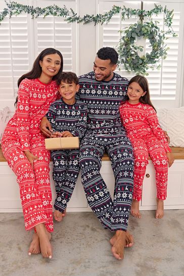 Buy Society 8 Mix Red Matching Family Fairisle Christmas PJ Set from Next Belgium