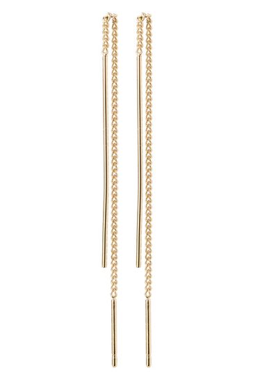 PILGRIM Gold Plated Tahoe Thread Chain Drop Earrings