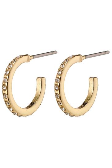 PILGRIM Gold Plated Roberta Small Crystal Hoop Earrings