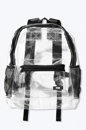 pink backpack black and white