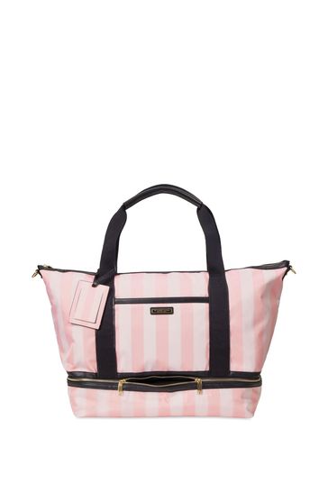 Victoria secret pink clearance and white striped bag