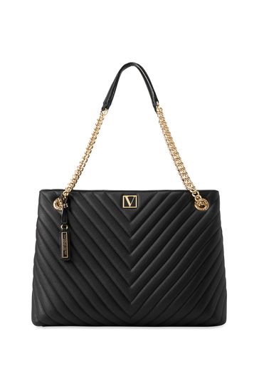Victoria secret black shop leather bag