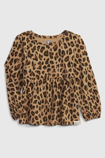 Gap Leopard Print Organic Cotton Mix and Match Long Sleeve Tunic Top