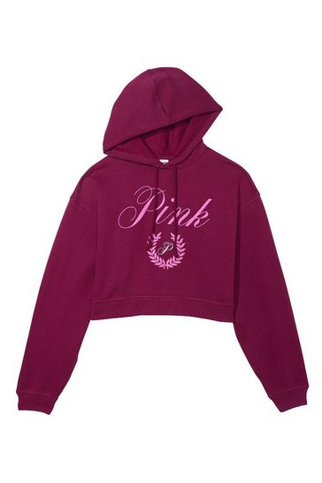 Pink cropped hot sale hoodie