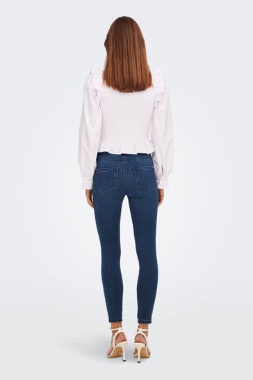 ONLY Blue Petite High Waisted Stretch Skinny Jeans