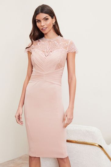 Buy Lipsy Nude Regular Cornelli Yoke Bodycon Dress from Next Denmark