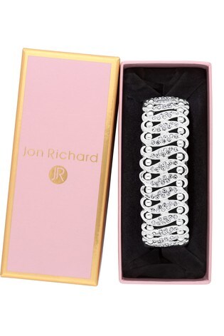 Jon Richard Silver Large Multi Crystal Stretch Bracelet  Gift Boxed