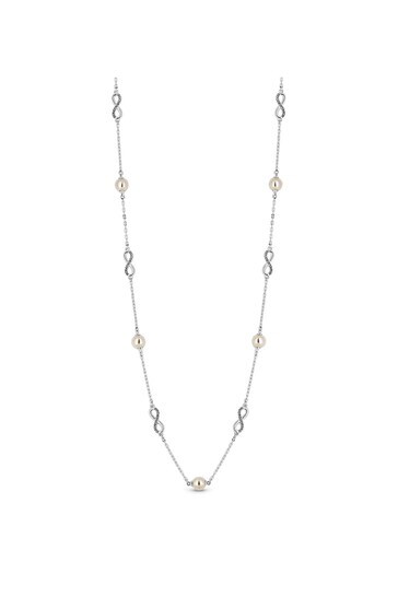 Jon Richard Silver Infinity And Pearl Rope Necklace