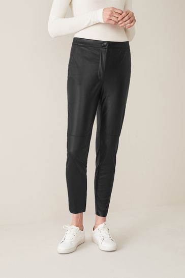 JDY Black High Waisted Faux Leather Skinny Trousers