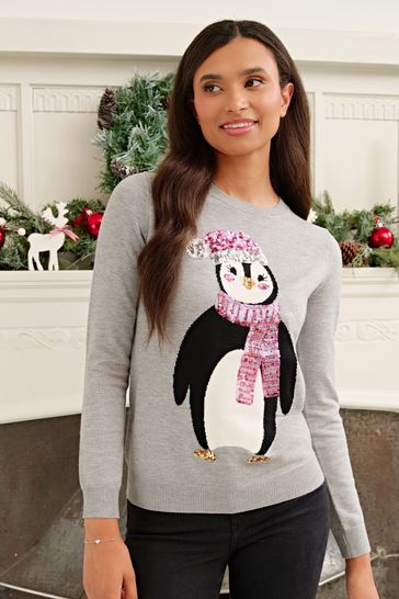 Ladies grey christmas discount jumper