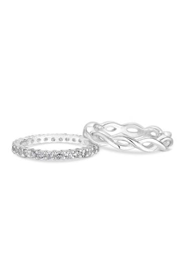 Simply Silver Sterling Silver 925 Cubic Zirconia Infinity Double Ring Set