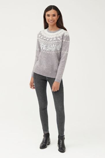 Society 8 Grey Fairisle Sequin Matching Family Elf Christmas Jumper