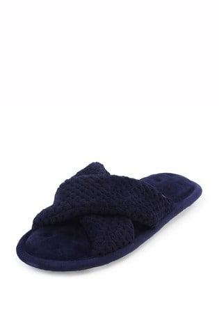 Totes Blue Popcorn Crossover Open Toe Slippers