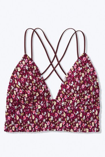 Details about   Victorias Secret Pink Smocked Triangle Lightly Lined Removable Padding Bralette