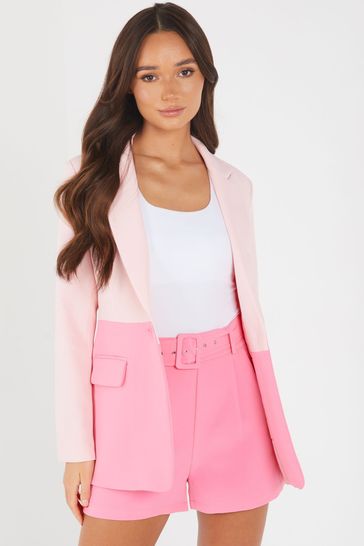 Quiz Pink Two-tone Tailored Blazer