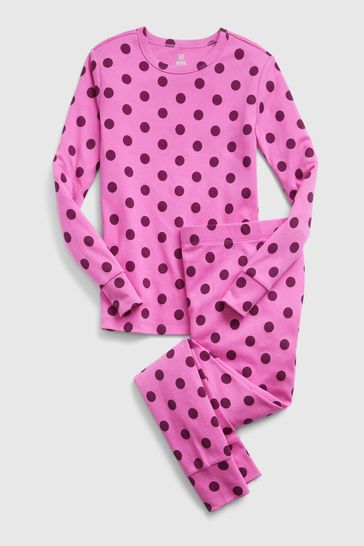 Gap Pink Polka Dot Organic Cotton Long Sleeve Pyjama Set