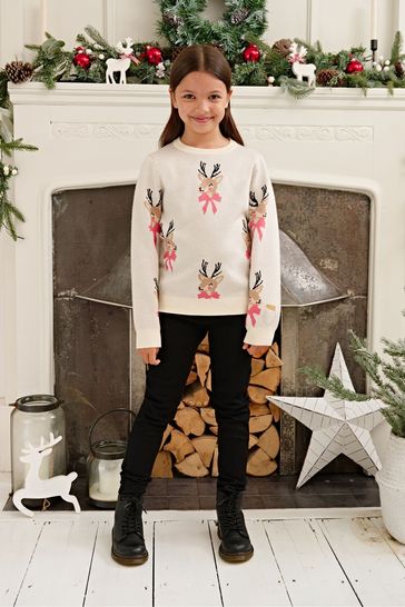 Buy Society 8 Cream Reindeer Christmas Jumper from Next Denmark