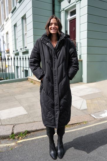 Longline hooded puffer jacket sale