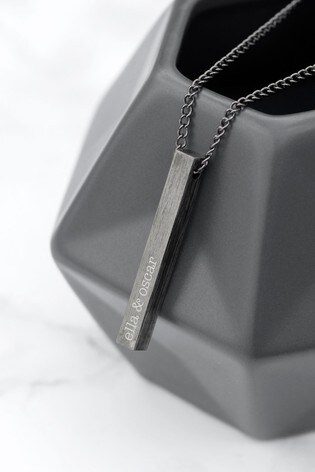 Personalised Men's Necklace Brushed Gunmetal by Treat Republic