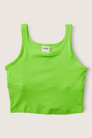 Neon green crop store tank top