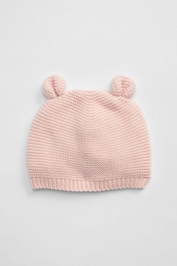 Gap Pink Brannan Bear Ribbed Knit Baby Beanie Hat