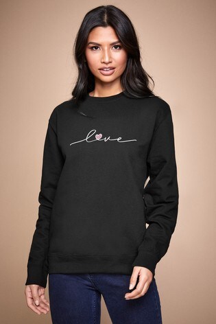 Personalised Lipsy Love Heart Script Womens Sweatshirt
