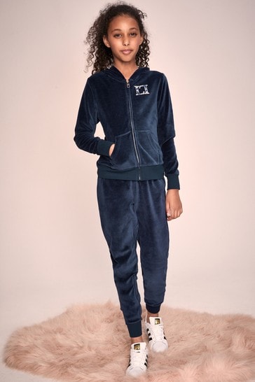 Buy Lipsy Navy Blue Sequin Velour Logo Jogger from Next Denmark