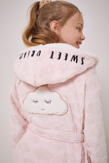 Lipsy Pink Cloud Borg Lined Fleece Dressing Gown