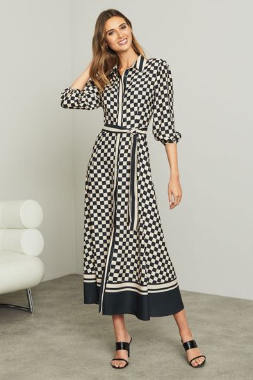 Lipsy Checkerboard Regular Maxi Shirt Dress