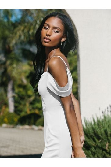 White open shoulder dress best sale