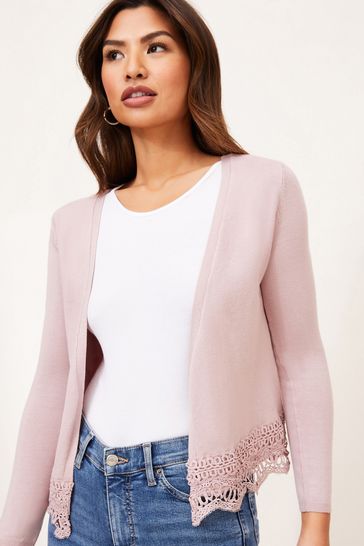 Buy Lipsy Knitted Lace Hem Cardigan 