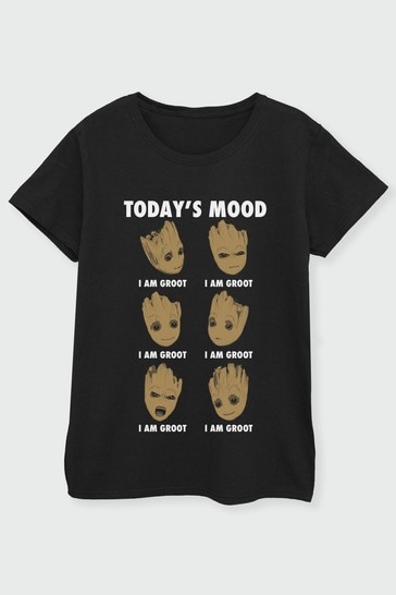 Brands In Black Guardians Of The Galaxy Vol 2 Groot Todays Mood Women Black T-Shirt