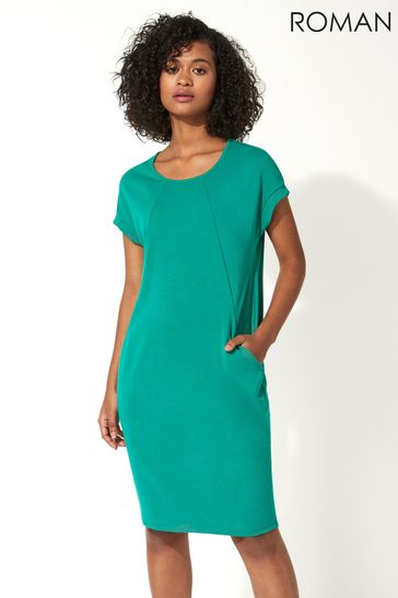 Roman Green Relaxed Fit Crepe Dress
