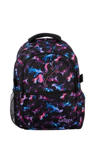 Smiggle Black Unicorn Galaxy Attach Backpack