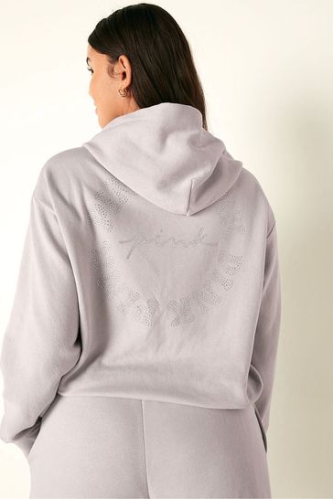 Sherpa lined hood campus pullover pink shop