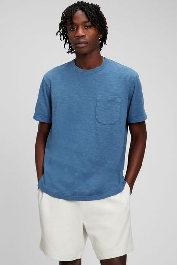 Buy Gap Blue Classic Fit Pocket T Shirt from Next Luxembourg