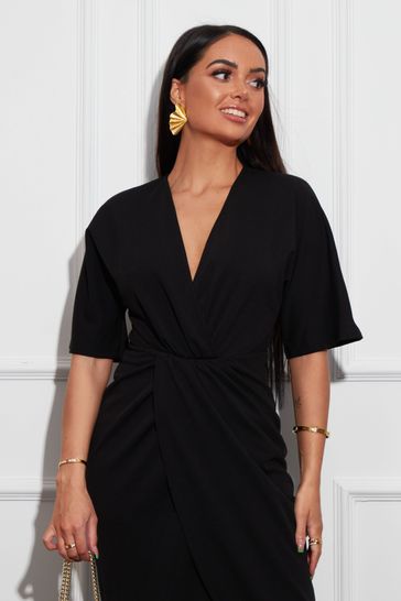 Black wrap new arrivals dress petite
