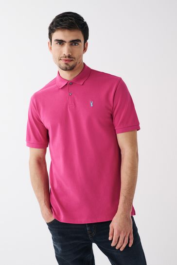 Buy Bright Pink Pique Polo Shirt from Next Luxembourg