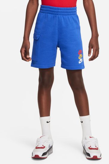 Nike Blue Club Fleece Multi Logo Cargo Shorts