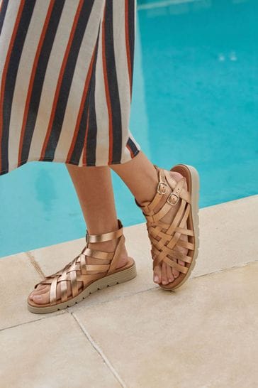 Buy Rose Gold Regular Wide Fit Forever Comfort Slotted Wedge Gladiator Sandals from Next Luxembourg