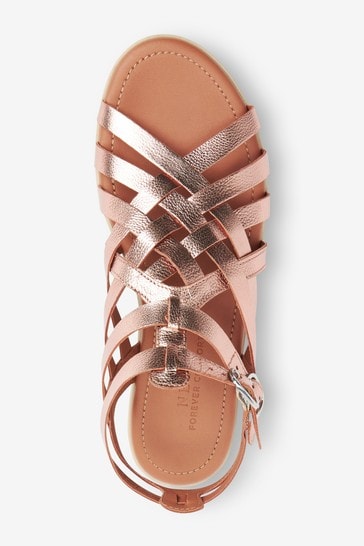 Buy Rose Gold Regular Wide Fit Forever Comfort Slotted Wedge Gladiator Sandals from Next Luxembourg