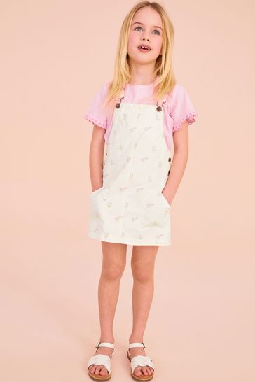 Laura Ashley Pink/White Pinafore and Blouse Set